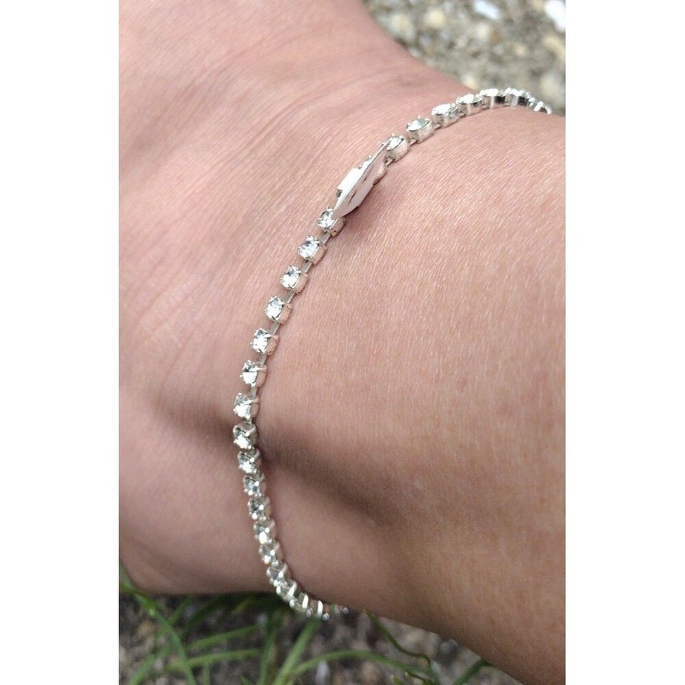 9" Austrian Crystal Silver Tone Ankle Bracelet